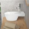 ML DESIGN modern living ML-Design Lavabo in Ceramica Bianco per Bagno 375x190x140 mm Lavandino Angolare da Appoggio e Montaggio a Parente con Foro per Rubinetto a Destra e Scarico Standard Lavamani Sanitari Design Moderno