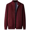 WEGUKRI Uomini Zip Lana Fodera Cardigan Addensare Caldo Inverno Maglione Casual Cappotto Nero Rosso Blu Jumper Pile Giacche, Rosso, XL
