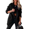 Minetom Cappotto Felpa Donna Giacca In Pile Calda Invernale Con Cerniera Maniche Lunghe Risvolto Cardigan Maglione Giacche Con Tasche A Nero XL