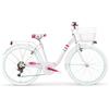 Tecnobike Shop Bici Bicicletta Bambina Donna MBM Fleur 24 Cambio 6 Velocità (Bianco)