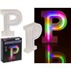 Out of the blue Lettera luminosa al neon P, altezza 16 cm, per 2 micro batterie AAA, in confezione regalo