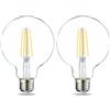 Amazon Basics lampadine a LED, con attacco Edison E27, piccole, a globo G93, da 7 W (equivalenti a 60 W), con filamento in vetro trasparente, non dimmerabili, Luce Bianca Calda, Confezione da 2