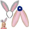 Hifot Cerchietto e Elastico Capelli con Orecchie da Coniglio Grigie e Marroni, Accessori per Costume Halloween Carnevale Pasqua, Bambini