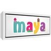 Little Helper LHV-MAYA-1542-FCWHT-15IT Stampa su Tela Incorniciata Legno Bianco, Disegno Personalizzabile con Nome da Ragazza Maya, Multicolore, 19 x 46 x 3 cm