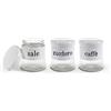 GICOS SRL Set 3 contenitori barattoli barattolini Tris Cucina in Vetro Colore Bianco 9 * 10 cm 400 ml Sale-Zucchero-caffè OYO-816574