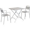MIlani Home ROMANUS - set tavolo in alluminio e teak cm 70 x 70 x 72 h con 2 poltrone Romanus