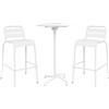 Milani Home Set tavolo rotondo e sedie da giardino per esterno da bar in metallo colore bianco scuro diametro 60 cm con 2 sgabelli