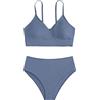 Topgrowth Accessorio Bikini da ragazza con pantaloncini, bikini per bambini, costume da bagno in due pezzi, con volant, bikini con stampa a triangolo, A-blu, 14-16 anni