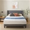 Zinus Sasha Letto 140 x 190 cm - 25 cm di altezzo - Letto matrimoniale - Struttura letto imbottita con testiera a dondolo - Grigio medio