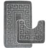 Lifestyle comfort ltd Set di 2 tappetini da bagno greci, antiscivolo, lavabili, morbidi, assorbenti, per vasca da bagno e bagno, include 1 tappetino da bagno (50 x 80 cm) e 1 tappetino per piedistallo (50 x 40 cm) (grigio)