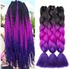 Dcbaboo Extension per Treccine Africane 60cm Extension Capelli Finti per Treccine Africane Extension Trecce Capelli Sintetici Kanekalon 3 Ciocche Ombre Jumbo Braiding Hair, Nero & Fucsia & Blu