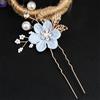 Wambere 4 forcine per capelli da sposa, da sposa, con perle e fiore, a forma di U, in cristallo, per spose, damigelle, ragazze, blu D