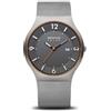 BERING Solar 14440-073-A Orologio da polso da uomo, cassa in acciaio inossidabile grigia da 40 mm e quadrante grigio, cinturino in maglia milanese, vetro zaffiro, 5 ATM