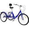 HarBin-Star Triciclo pieghevole da 24 pollici, per adulti, 3 ruote a 7 marce, triciclo per bicicletta, con cestino e parafanghi, 3 ruote, bici da crociera, triciciclo per adulti (blu)