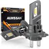 AUHSSAN H7 LED Lampadine, 80W 16000LM Fari LED H7 Super Luminosi 6500K Bianco Anabbaglianti o Abbaglianti Luminosi, 500% Più Luminoso Wireless Plug and Play Mini Lampadine Auto Sostituzione, 2Pezzi
