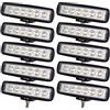 PICAA 10pcs Mini Faro da Lavoro Led Fuoristrada, 6 pollici 18W 12v 24v Luci Led Fari Led Fendinebbia per Auto Off road 4x4 Trattore SUV ATV Camion, Spot Fascio bianca 6000K