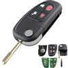 Heart Horse Telecomando per Auto Cover Guscio Chiave Pieghevole a 4 pulsanti per Jaguar X-Type S-Type XJ XJR Ricambio Chiave Telecomando con 433MHz 4D60 Chip (2002 - 2008)