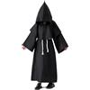 Banchif Costumi Halloween Bambini Costume Carnevale Veste Medievale con Cappuccio Croce e Corda Costumi Ideale per Bambini Halloween Carnevale.(Nere,150)