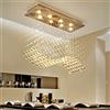 KROLE Moderno Lampadario di Cristallo Rettangolare Onda Goccia di Pioggia Montaggio a Incasso 8 Luci Illuminazione a Sospensione a LED Lampada da Soffitto Cromata per Cucina Isola Sala da Pranzo S