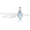 OROVI Collana Donna Oro Bianco 9KT Girocollo con Acquamarina Naturale blu a goccia 45 cm, gioiello anallergico confezionato in un elegante astuccio portagioie