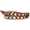 Tamashii bracciale lungo 2 giri unisex originale Tibetano realizzato con pietra naturale Legno fossile e cordoncino marrone.Tg unica.BHS600-78