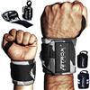 NetroxSports - Polsiere Palestra 45cm - Fasce per Polsi Extra Larghe per Bodybuilding, Crossfit, Allenamento Pesi - Accessori Fitness, Polsini Crossfit, Supporto Polso - Uomo e Donna