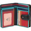 VISCONTI portafoglio di pelle da donna a piegatura doppia Rainbow multicolore Multicolor Purse (RB51): (Nero/blk)