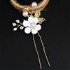 Wambere 4 forcine per capelli da sposa, da sposa, con perle e fiore, a forma di U, in cristallo, per spose, damigelle, ragazze, colore bianco D