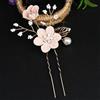 Wambere 4 forcine per capelli da sposa, da sposa, con perle e fiore, a forma di U, in cristallo, per spose, damigelle, ragazze, colore rosa B