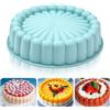 Heveer Stampi in Silicone per Torte Charlotte Antiaderente Stampi in Silicone Rotondo Riutilizzabile Stampo per Torte per Cheesecake Flan Pane Teglie 10 Pollici Blu