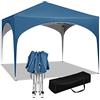 WOLTU Gazebo da Giardino Richiudibile 3x3m Gazebo da Esterno in Ferro Regolabile in Altezza Tendone con Soffitto Semicircolare Pieghevole Protezione Solare, Tende per eventi Facile da Montare Blu