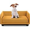Deshome - Cuccia cane interno taglia piccola, Divano Letto per cani sfoderabile in tessuto Idrorepellente, resistente, antibatterico | Cucce per cani 70x50x28 cm Giallo