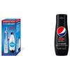 SodaStream Cilindro Ricarica Gas CO2 in Licenza d'Uso per Gasatore + Bottiglia in PET Fuse da 1 Litro per Gasatore & Concentrato per la preparazione di bevande dissetanti gassate gusto Pepsi Max. 440m