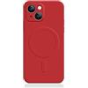 Mixroom - Custodia Cover per iPhone 13 Mini in TPU Silicone Morbido Compatibile con MagSafe Accessori con Cerchio Magnetico Integrato Rosso
