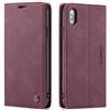 Ququcheng123 Cover compatibile con iPhone X/XS,Custodia in pelle Flip Custodia a portafoglio con chiusura magnetica a portafoglio, colore: Rosso