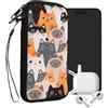 kwmobile Custodia in neoprene con zip per smartphone XL - 6,7/6,8 - Astuccio portacellulare a sacchetto con cerniera - Borsa verticale - Gatti arancione/nero/bianco
