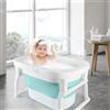 HUOLE Vaschetta bagnetto neonato pieghevole cuscino da bagno | ergonomico & salvaspazio | robusto PP & TPE | vasca da bagno bambini, bagnetto neonati-72 * 51 * 42 cm-blu
