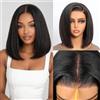 MEGALOOK Ready to Go Glueless Wig Brazilian Virgin Human Hair Parrucche Capelli Veri Pre Cut 5x6 Lace Front Wig Per Donne Nere Upgraded Bleached Knots Bob Natural Black Color 12 Inch