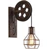 STOEX Lampada da parete in stile vintage a gabbia di ferro applique creativa di puleggia industriale design rustico per corridoio cucina ristorante hotel bar (ruggine)