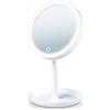 Beurer BS 45 Specchio Cosmetico Illuminato LED Regolabile, Ingrandimento 5X, Sensore Touch, Porta Oggetti, Spegnimento Automatico