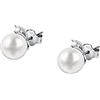 Bluespirit B-CLASSIC Orecchini Donna in Argento 925, Perla Bianca, Zirconi,Idee regalo, Idee Regalo - P.25C901001900