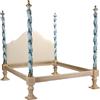 Letto Antico in Stile Legno Laccato con Testiera Imbottita XX Secolo