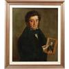 Quadro Antico Dipinto con Ritratto Maschile Olio su Tela 1833
