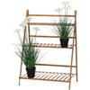 BAKAJI Fioriera Bambu Scaffale Espositore Pieghevole 3 Livelli Per Piante 70x40x97 cm