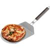 BAKAJI Pala Pizza Paletta Tagliere Pizze Acciaio Inox con Manico in Legno 30 x 25 cm