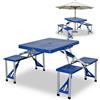 BAKAJI Set Tavolo Tavolino Pieghevole Pic Nic Campeggio Alluminio Con 4 Sgabelli Blu