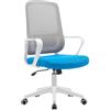BAKAJI Sedia da Ufficio Blu e Grigio Poltrona da Scrivania Girevole Regolabile 98-108cm