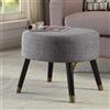BAKAJI Sgabello Pouf in Tessuto Grigio Gambe in Legno Poggiapiedi Imbottito 56x46x43 cm