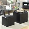 BAKAJI Set 2 Pouf Poggiapiedi in Ecopelle Nero Coperchio 2 in 1 Sgabello con Scomparto