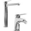 Parama Set miscelatore lavabo alto e bidet senza scarico cromato | Sophia